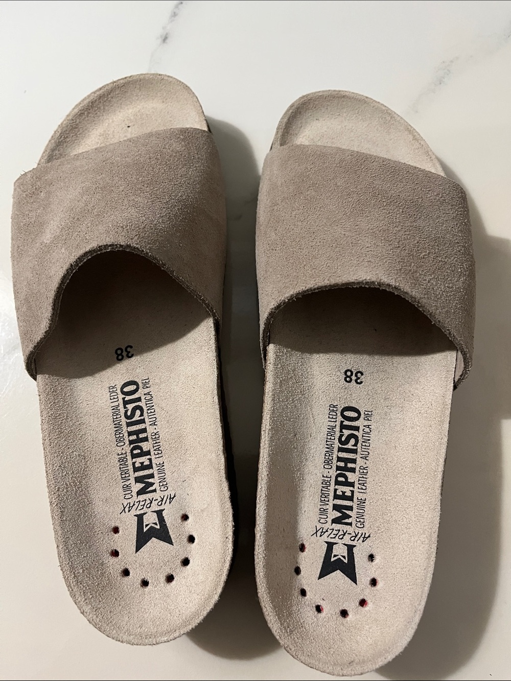 Mephisto Women’s Taupe Suede Slide Sandals - Picture 4 of 8